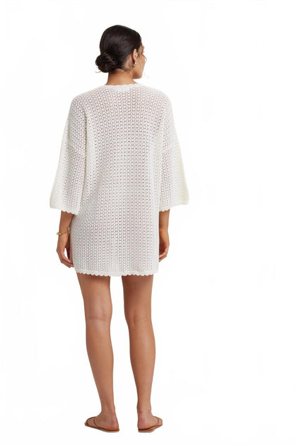 Peony Pointelle Over Mini Dress White Large 3