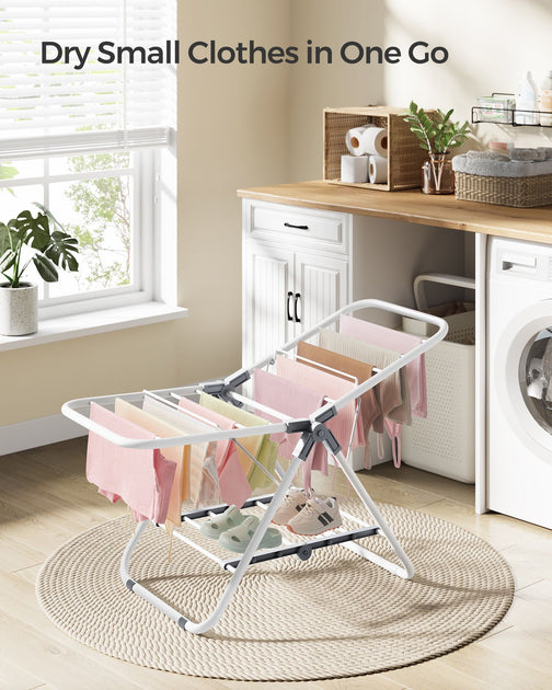 Hivvago Foldable 2-Level Clothes Drying Rack Cloud White 3