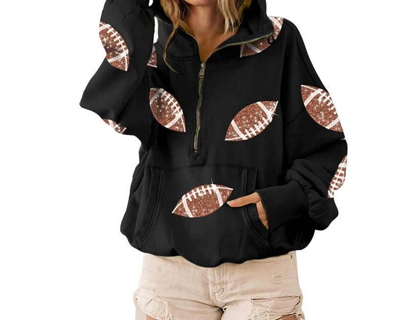 BiBi Football Sequin Half Zip Up Hoodie Multi Large 2