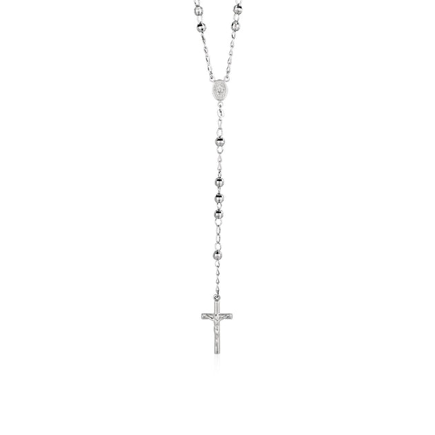 FASHNZFAB Rosary Chain Large Bead Necklace Silver 2