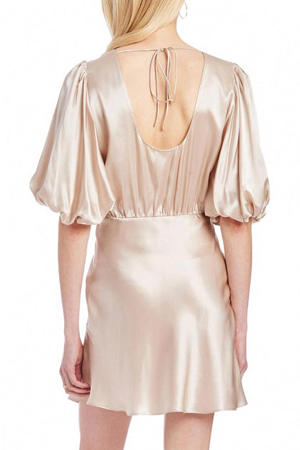 Amanda Uprichard Duval Mini Slit Dress Beige Large 4