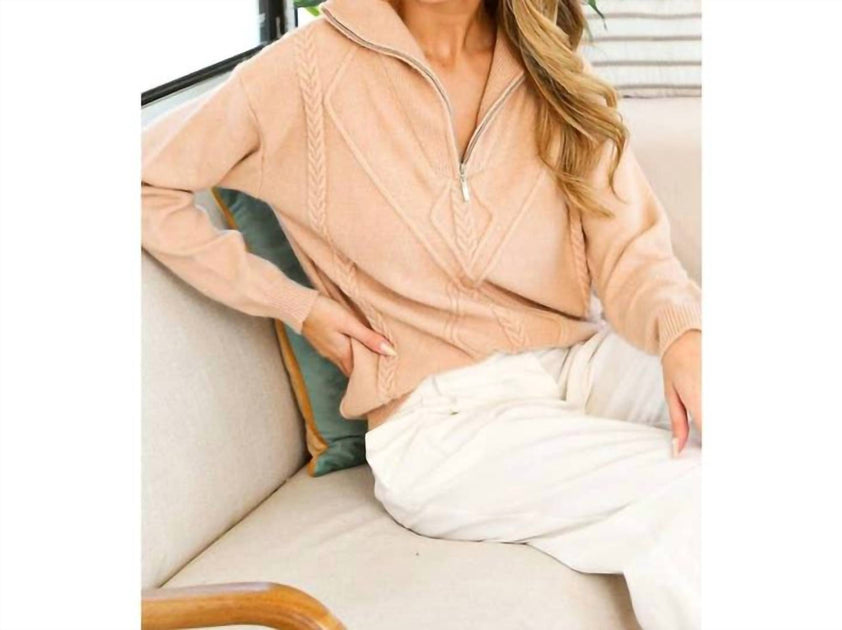 BABE Textured Half Zip Sweater Brown Large 3
