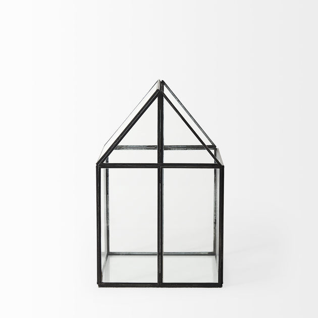 Hivvago House Shaped Glass Terrarium Black 4