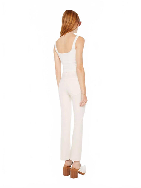 Mother Insider Flood Cropped Bootcut Jeans Beige 30 4