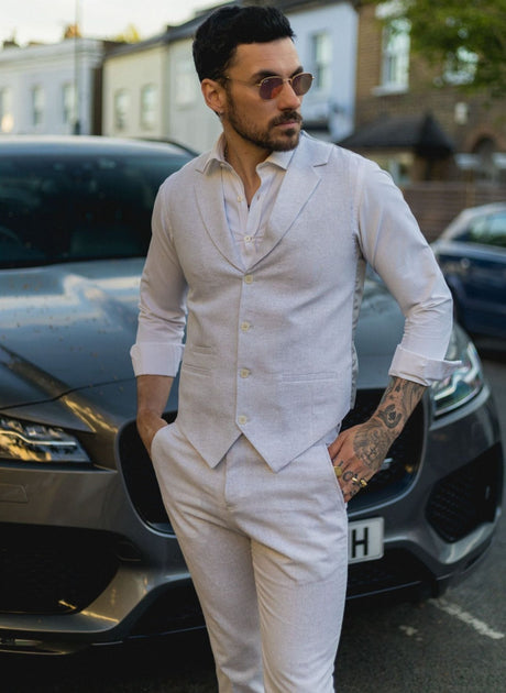 Infinity Summer 2 Piece Suit Linen Grey US 44 Regular 2