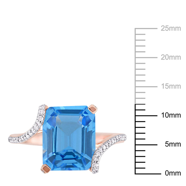 Mimi & Max Cocktail Ring Rose Gold Blue US 9 4