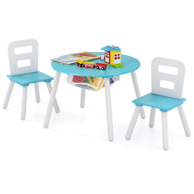 Hivvago Wood Activity Kids Table and Chair Set Blue 5