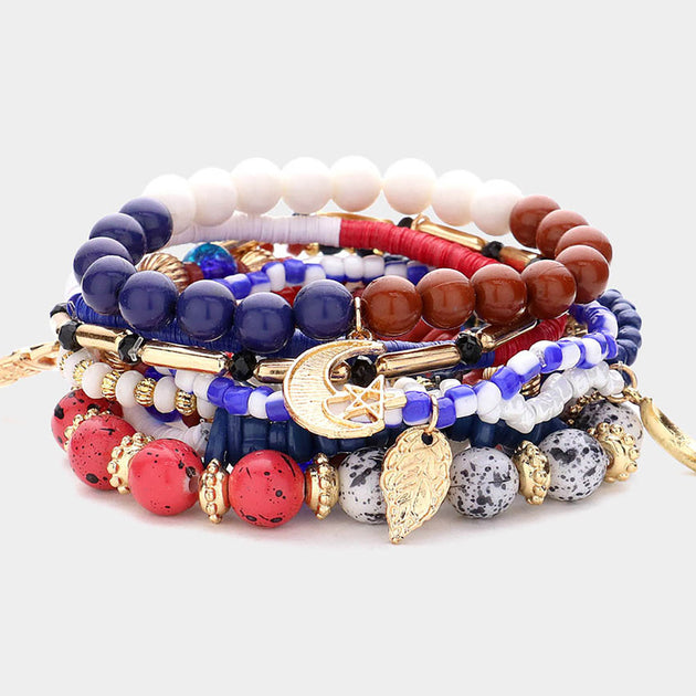 FASHNZFAB Metal Owl Charm Bracelet Purple One Size 2
