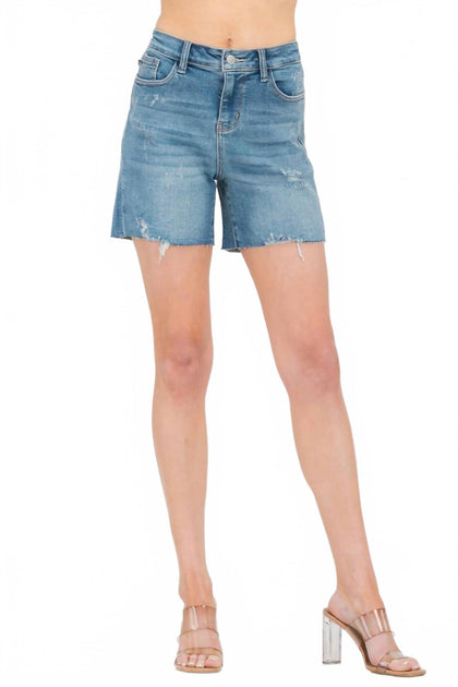 Judy Blue Just Chillin' Cutoff Shorts Blue Small 3