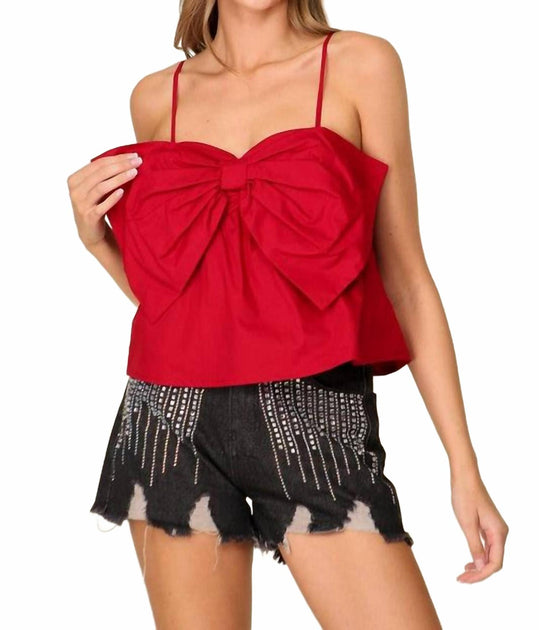 Timing Front Bow Coquette Top Red Large 2