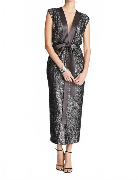 Halston Ranae Sequin Maxi Dress Purple US 10 2