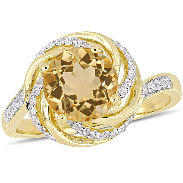 Mimi & Max Citrine White Topaz Diamond Swirl Ring Gold US 7 2