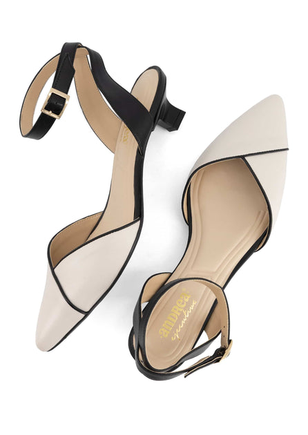 Andrea Women's Low Heel Ankle Strap Pumps White US 6 4