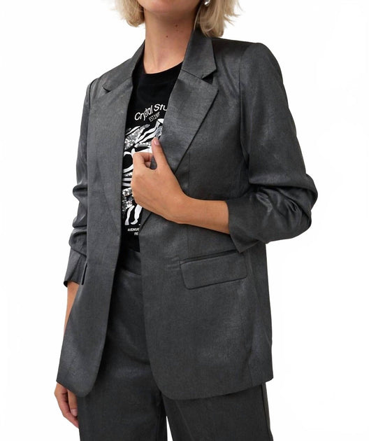 ESQUALO Shimmer Crinkle Blazer Grey US 4 3