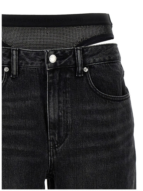 デニム・ジーパン Denim X Alexander Wang Slit Hem Prestyle Hotfix Mesh Undie' Denim X Alexander Wang Slit Hem Prestyle Hotfix Mesh Undie