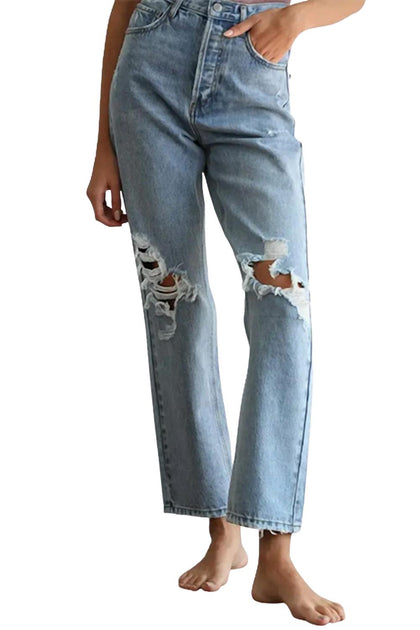 By Together Distressed Straight-Leg Jeans Blue 2