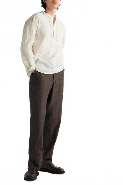 Orlebar Brown Hemlock Grandad Collar Shirt Blanc Large 2