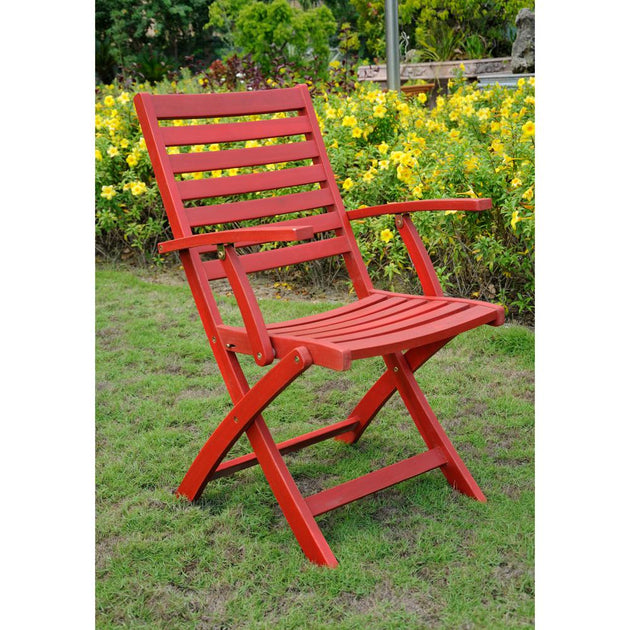 International Caravan Acacia Folding Ladder Back Armchair Barn Red 2