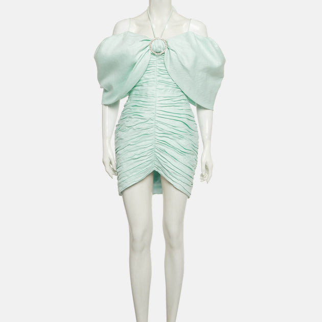 Rasario Ruched Off Shoulder Dress Light Green Medium 3