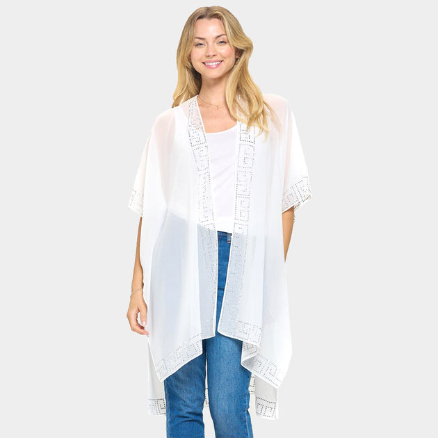 TRUEDAMES Geometric Pattern Poncho Black One Size 3