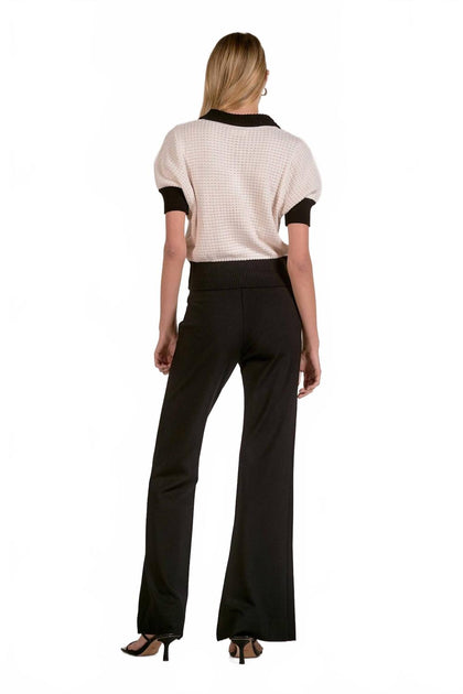 ELAN Darcy Collared Short Sleeve Sweater White XS 4