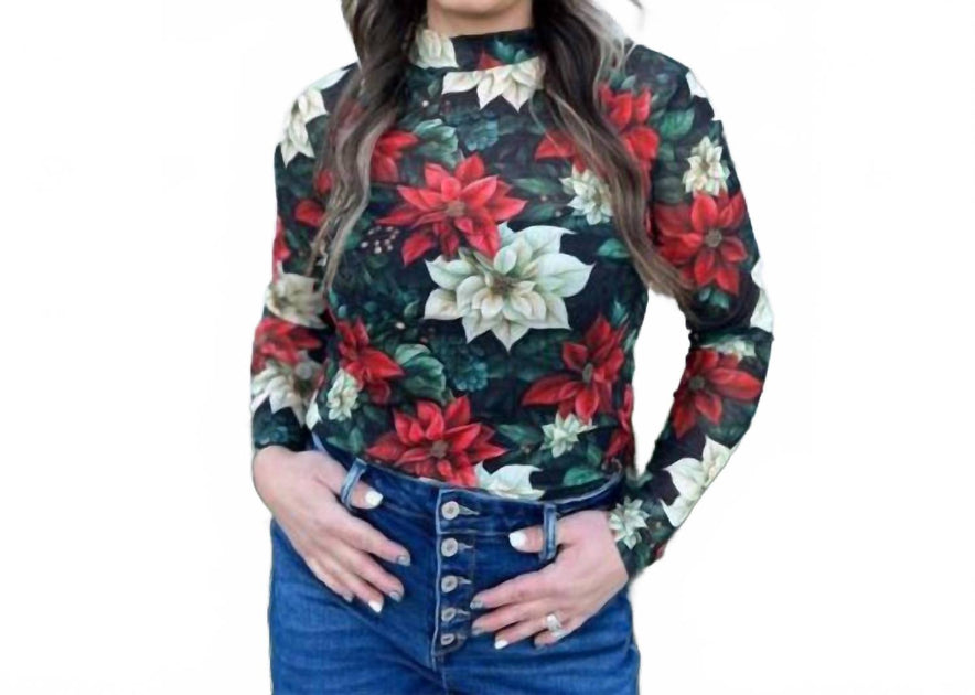 Sterling Kreek Meet Me Under The Poinsettia Mesh Top Multi Medium 2