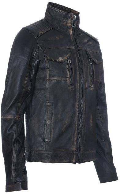 Infinity Vintage Leather Biker Jacket Brown XS 3
