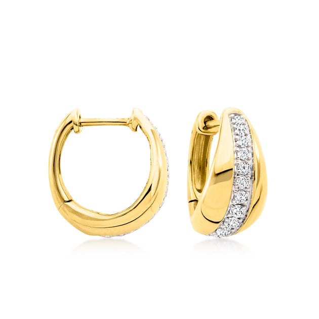 Ross-Simons Diamant-gestreifte Reifenohrringe Silber 2