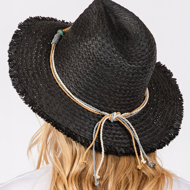 FASHNZFAB Straw Sun Hat Black One Size 4