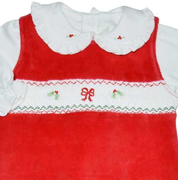Baby Threads Baby Girls Holly & Bows Romper Set Red 6-9 Months 3