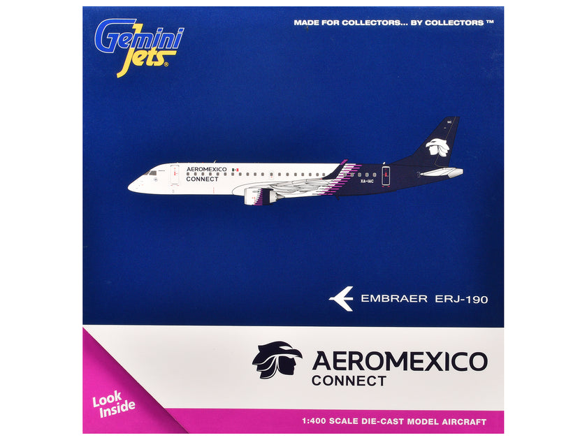 GeminiJets Embraer ERJ-190 White Dark Blue Tail 1/400 4