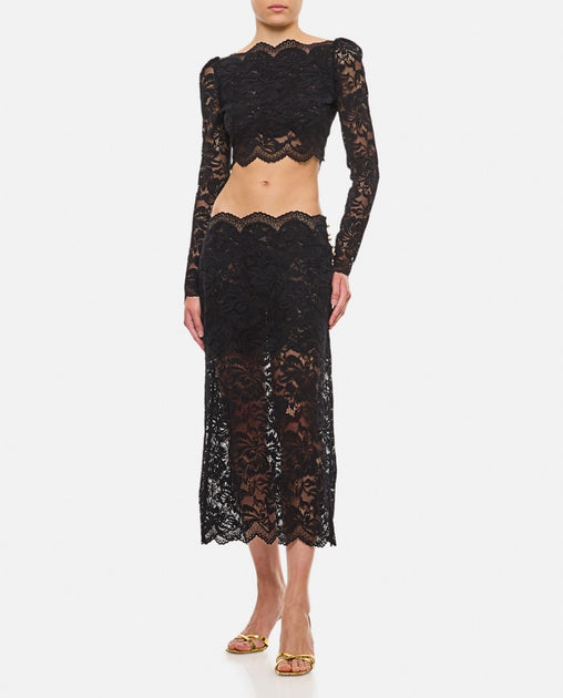 Rabanne Lace Long Midi Skirt schwarz EU 40 3