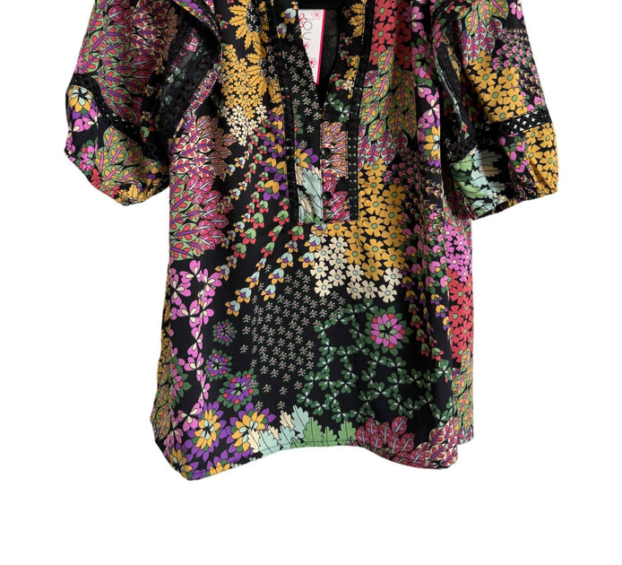 Joy Joy Lace Trim Ruffles Top Multi Medium 3
