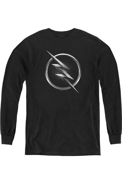 Gildan Flash Zoom Logo Youth Long Sleeve T-Shirt Black Small 2