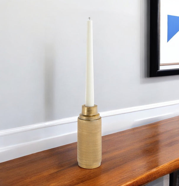 Hivvago Tabletop Taper Candle Holder Gold 5in 2
