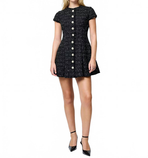 French Connection Speckled Tweed Dress Black US 4 3