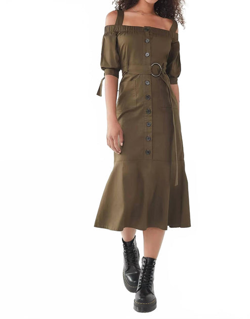 LUCCA Gela Midi Dress Green Large 2