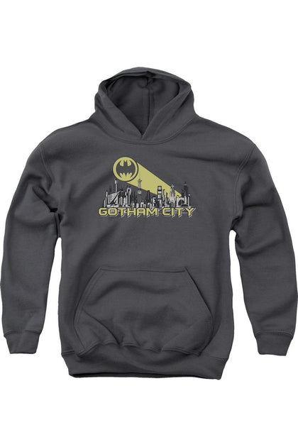 Gildan Batman Gotham Skyline Youth Hooded Sweatshirt Grey XL 2