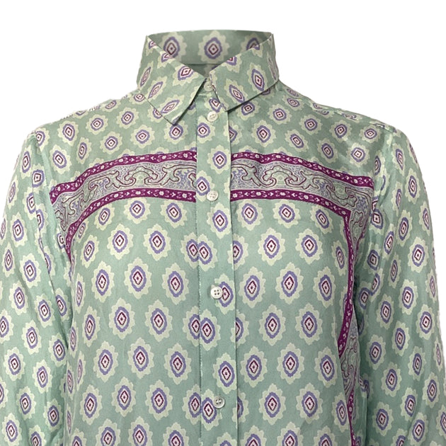 Sandro Paris Printed Shirt Green Small 4