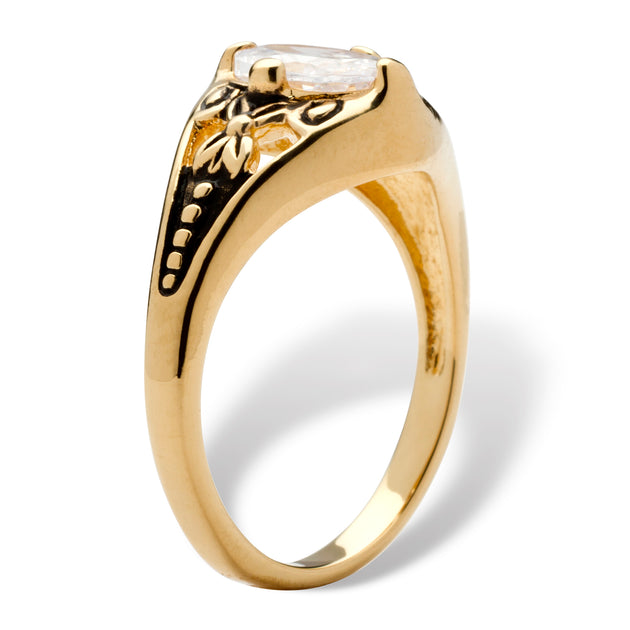 Palm Simulated Birthstone Gold-Plated Filigree Ring Multi US 6 3