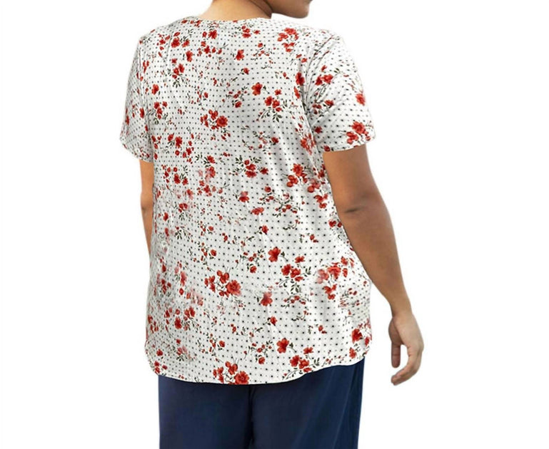 On The Plus Side Printed Short Sleeve V-Neck Tunic Grey 8XL 3