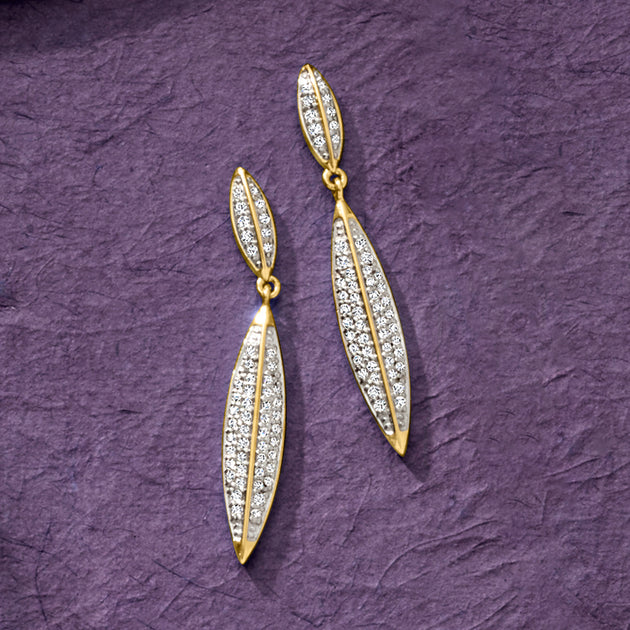 Ross-Simons Diamond Oval Drop Earrings Silver 4