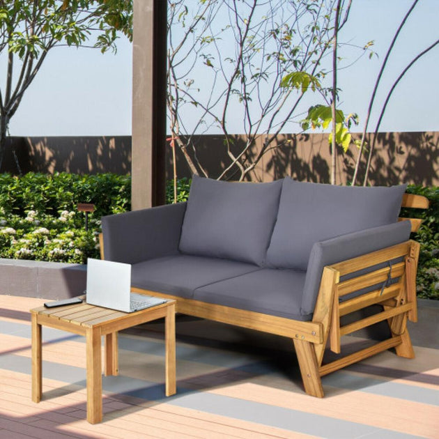 Hivvago Convertible Acacia Wood Daybed Red 3