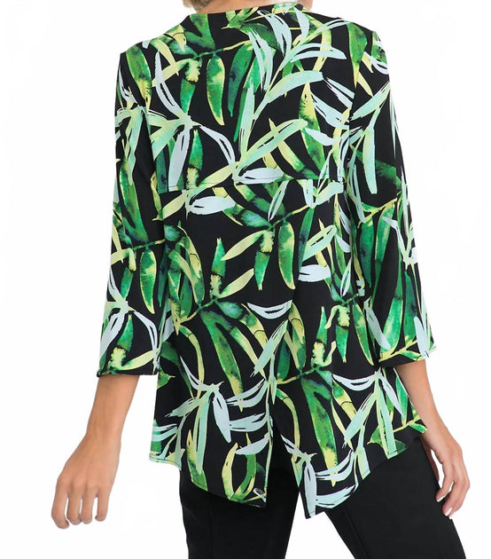 Joseph Ribkoff Zip Front Print Tunic Black US 4 4