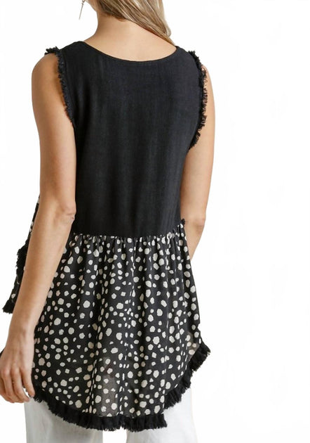 Umgee Fringed Dalmatian Top Black Small 4