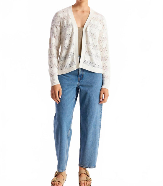 Wispr Chevron Stitch Cardigan Ivory Large 2