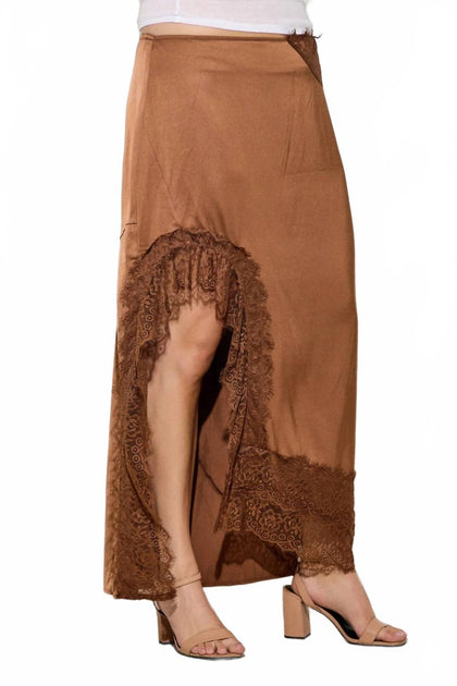 Polagram Mira Asymmetrischer Lace-Schlitz Maxirock Multi XSmall 4