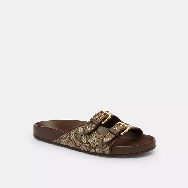 Coach Two Band Buckle Sandal Brown US 11 2