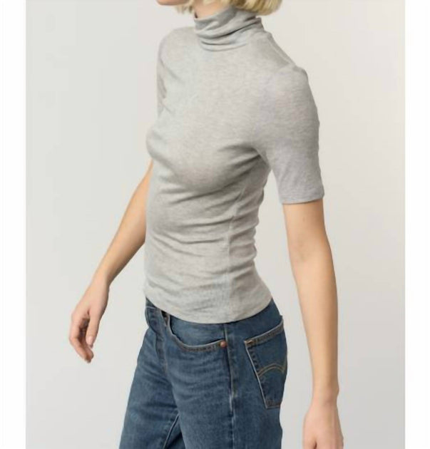 Pro-Ject Jesllyn Turtleneck Rib Tee Top Grey Large 3