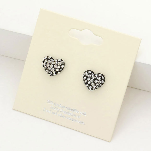 FASHNZFAB Crystal Pave Heart Stud Earrings Purple 3